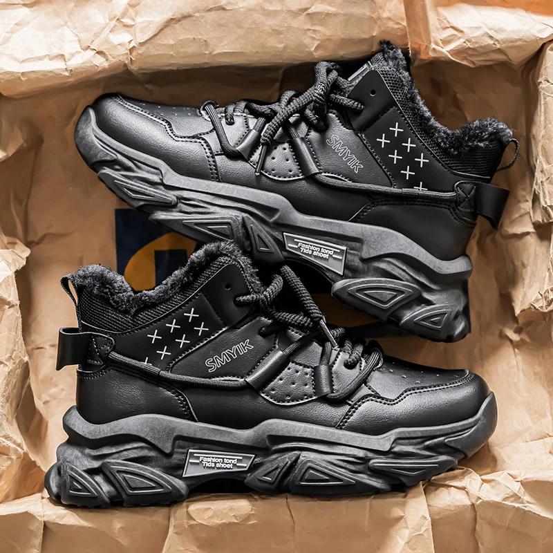 Men Boots 2024 New Winter Slippers Warm Men Shoes Waterproof Non-Slip Plush Sneakers Male Tenis Shoes Boots Men Sneakers Winter