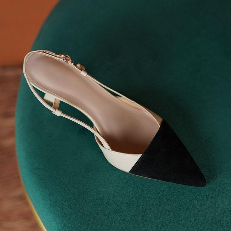 WTEMPO Versatile High Heel Shoes Toe Wrap Women's Soft Leather Comfortable Color Matching Elegant Thin Heel Pointed Toe Sandals Dropshipping Wholesale
