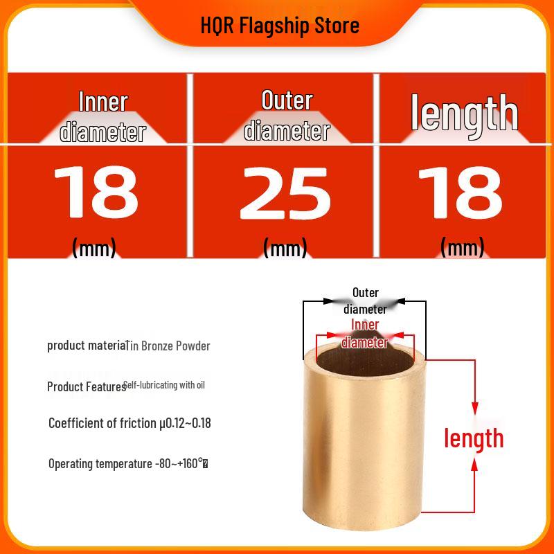 Self-Lubricating Oil-Impregnated Copper Bearing Bushing, Inner Guide 3-5, 6-8, 10-14, 15-32