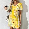 Zomer Mode Dames V-hals Creatieve Print Bedrukte Jurk Sex Korte Rok Jurken
