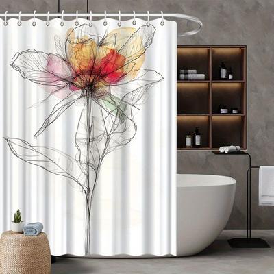 Floral Themed Shower Curtain, Polyester, Woven, Machine Washable, Fade Resistant,  All Season, Stylish Home & Bathroom Decor