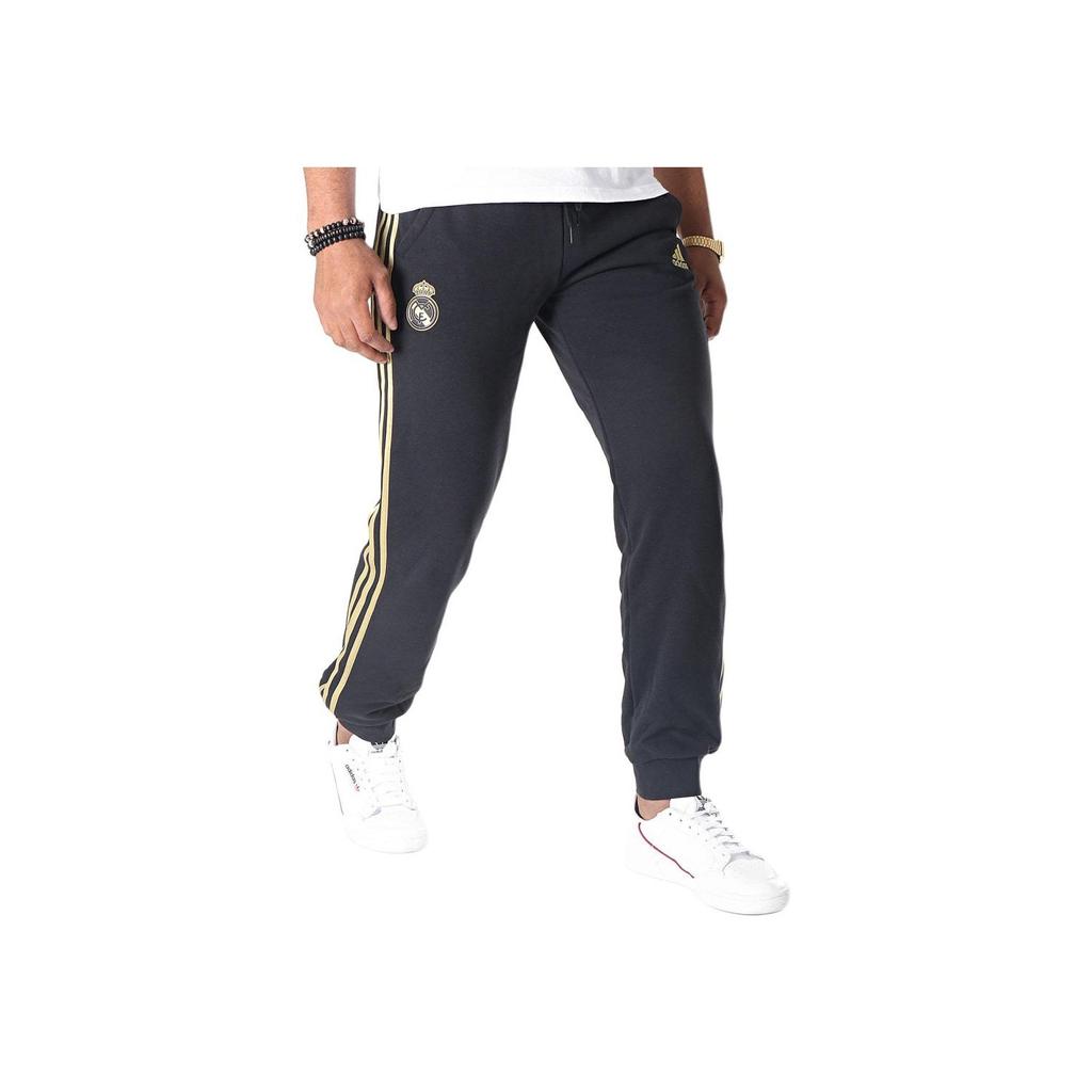 Adidas Real Madrid Vintage Sports Side Stripe Casual Soft Comfortable Knitted Sweatpants Men Bottoms Black DX7865