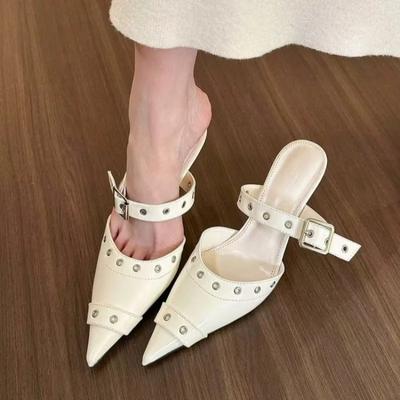 Spitze Zehenslipper Damen Sexy High Heels SchuheLuxus Sandalen Sommer Elegante Mules Schuhe Trend Flip Flops Pantoletten