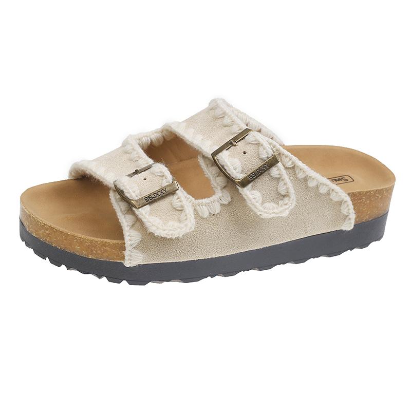 Fashion Flat Slippers Women Men Slippers Luxury Indoor Bottom Non Slip Cork Slippers Women's Beach Outdoor Home Flip Flops Sandals