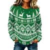 Women's Casual Long Sleeve Christmas Print Neck Knit Pullover Sweater Top