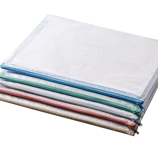 5 Pcs Mesh Zipper Bag A4 Letter Size Document Pouch Clear Plastic Waterproof Mesh Bag for Office School Travel