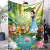 Snow White and the Seven Dwarfs in the Lotus Pond Wonderland Print Blanket Suitable for Sofa Bed Travel Camping Office