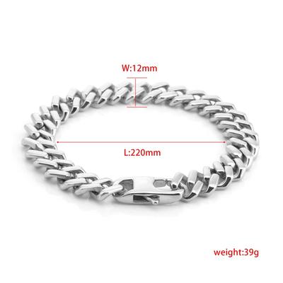 12mm Cuban Link Armband aus Edelstahl - Premium Herren Modeaccessoire aus Titanstahl