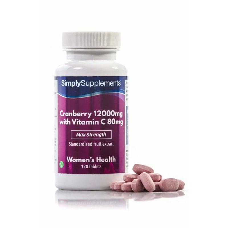 

SimplySupplements Cranberry 12000 mg with Vitamin C 80 mg, 120 Tablets