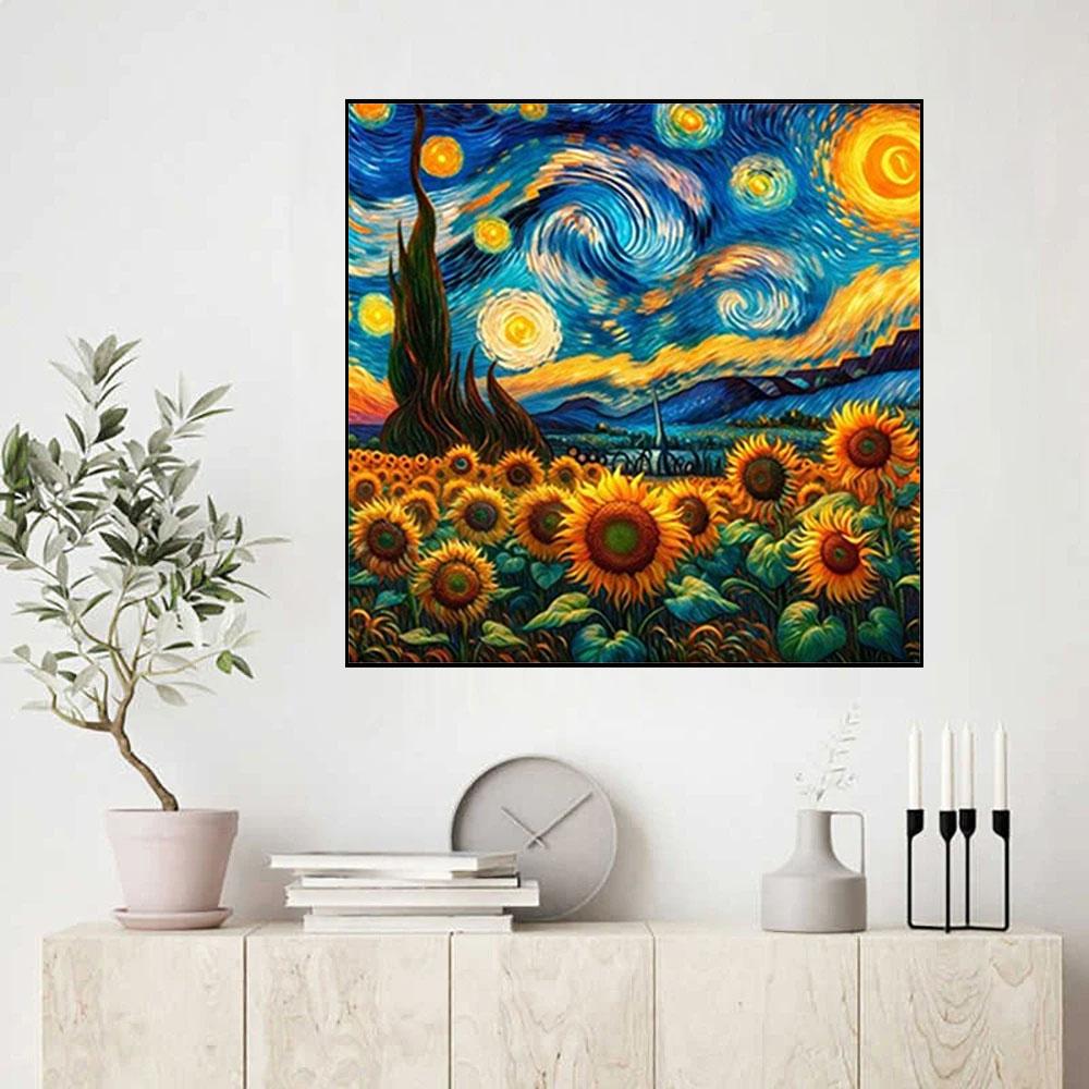 DIY Diamond Painting Sunflower Van Gogh Cross Stitch Kit Mosaic Art Diamond Painting Full Circle/Square Diamond Home Decoration
