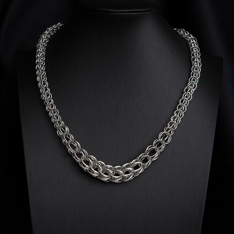 Necklace Geometric Round Splicing Personalized Necklace Exaggerated Wind Metal Tassel Clavicle Chain