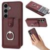 For Samsung Galaxy S24 Case Drawing Type Card Slots Litchi Texture Leather Back Cover with Ring Kickstand