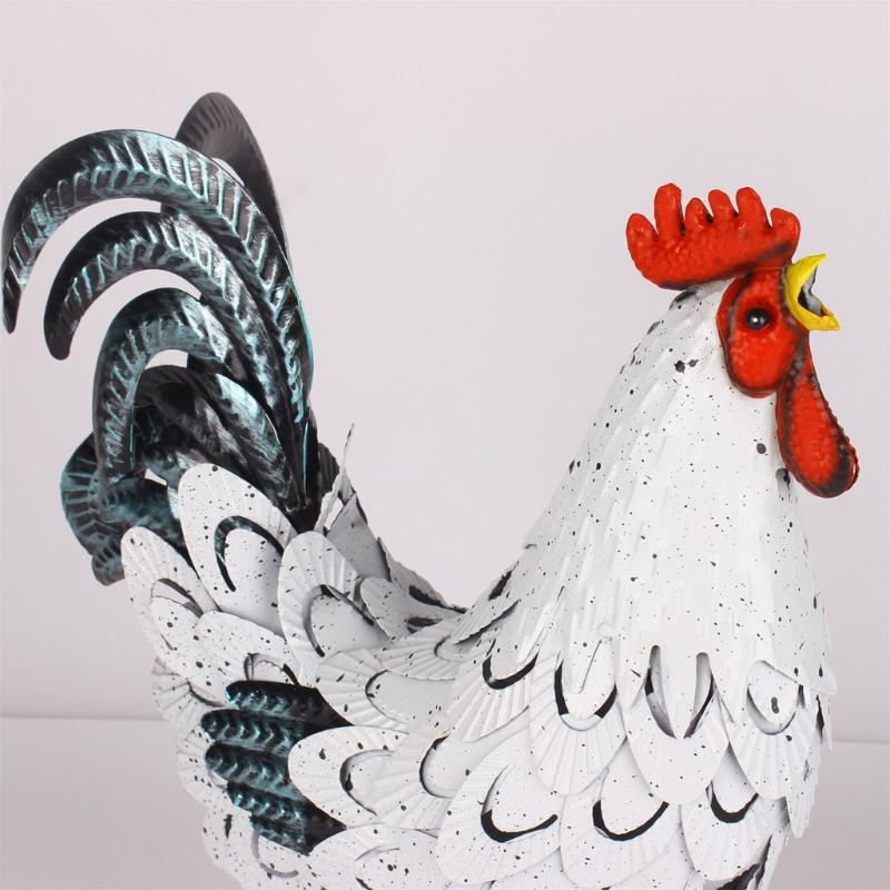 Chicken Statue Decors Rooster Sculpture Modern Art Table Centerpieces Crafts Metal Sculpture Gifts Lawn Ornaments