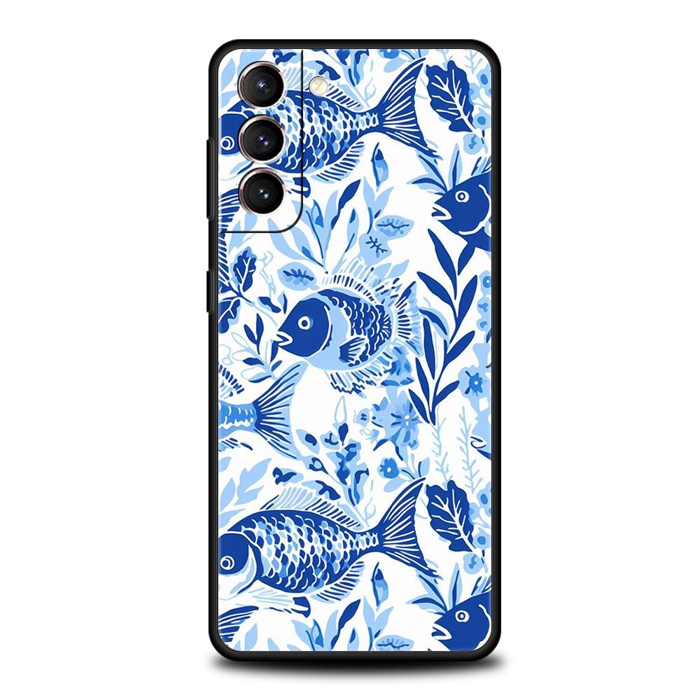 Blue Ocean Fish Phone Case for Samsung Galaxy S26 S25 S24 S23 S22 S20 S21 FE Ultra S25 Edge Plus 5G Soft TPU Cover Fundas Capas