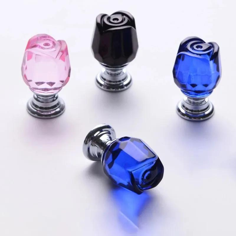 1/4Pcs Retro rose crystal drawer handle jewelry box European style natural color