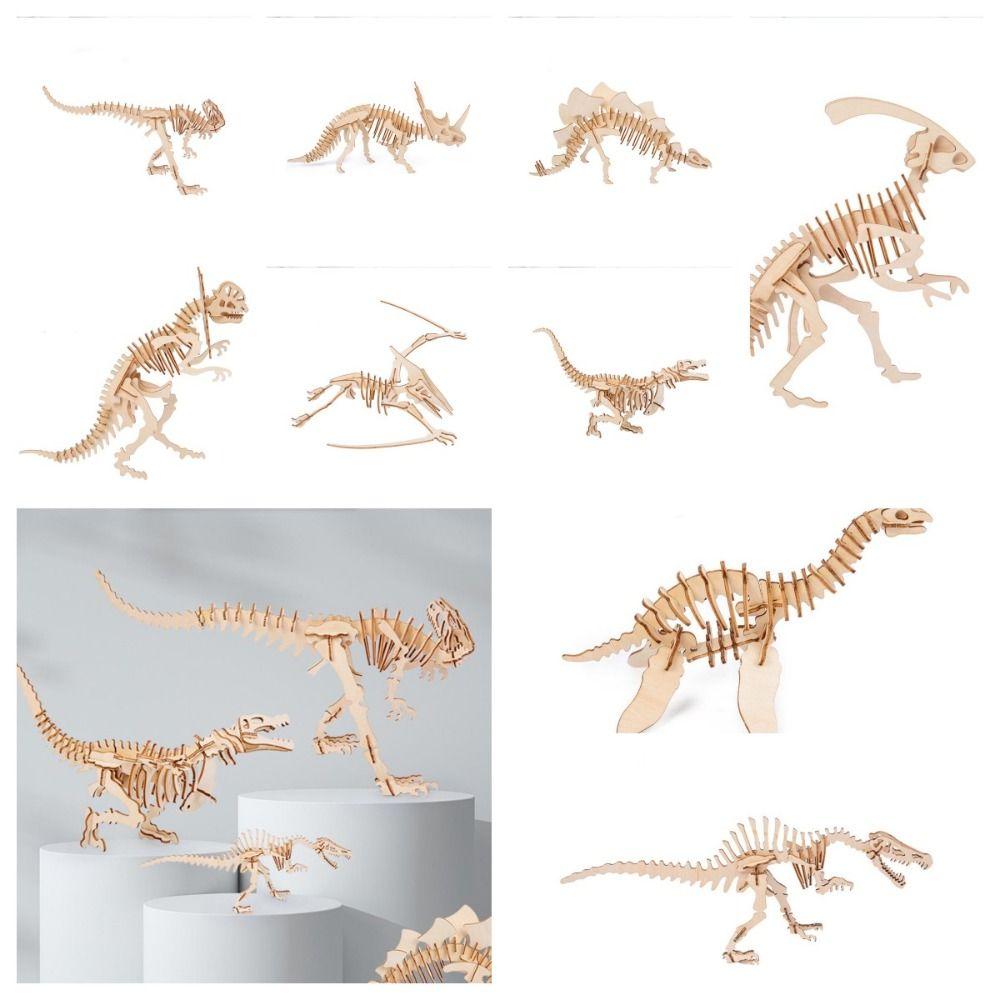 

Трехмерная сборка окрашенная модель динозавра деревянная забавная обучающая G
