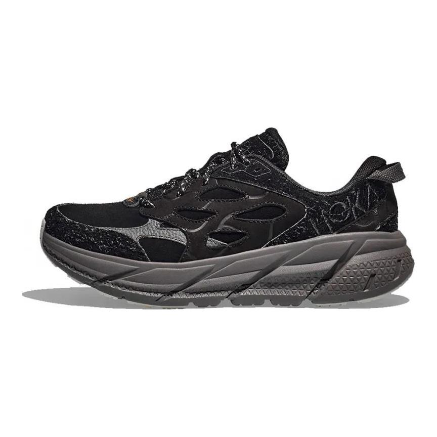 HOKA Clifton L Suede Elite Terrain System - Black Satellite Grey Unisex Sneakers 1150910-BCKST