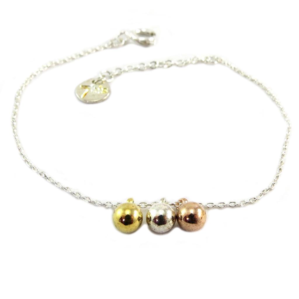 7bis [Q6078] - Tricolor Silver 'Boho' Handmade Bracelet - 15x5 Mm