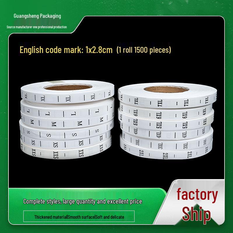

Universal Clothing Care & Size Labels with Synthetic Adhesive Tape XL (1 roll, 1500 pieces)