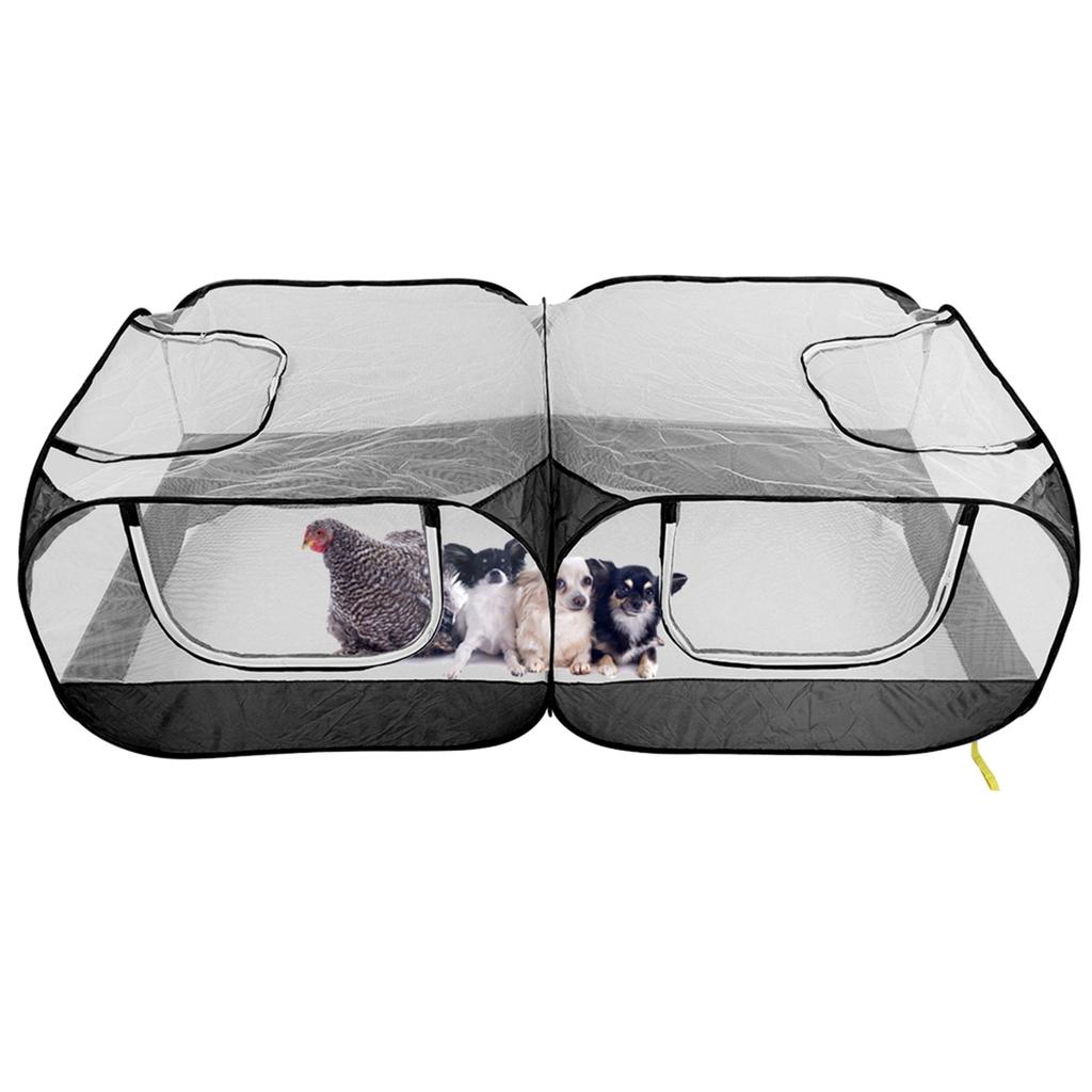 Portable Chicken Run Coop Foldable Small Animal Pen Outdoor Pet Fence for Hen Duck RabbitBlack