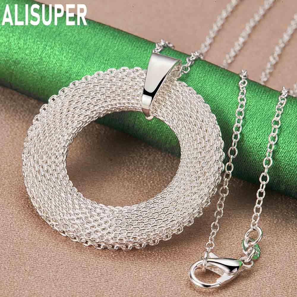 925 Sterling Silver Woven Circular Pendant Wedding Necklace Fashion Wedding Jewelry