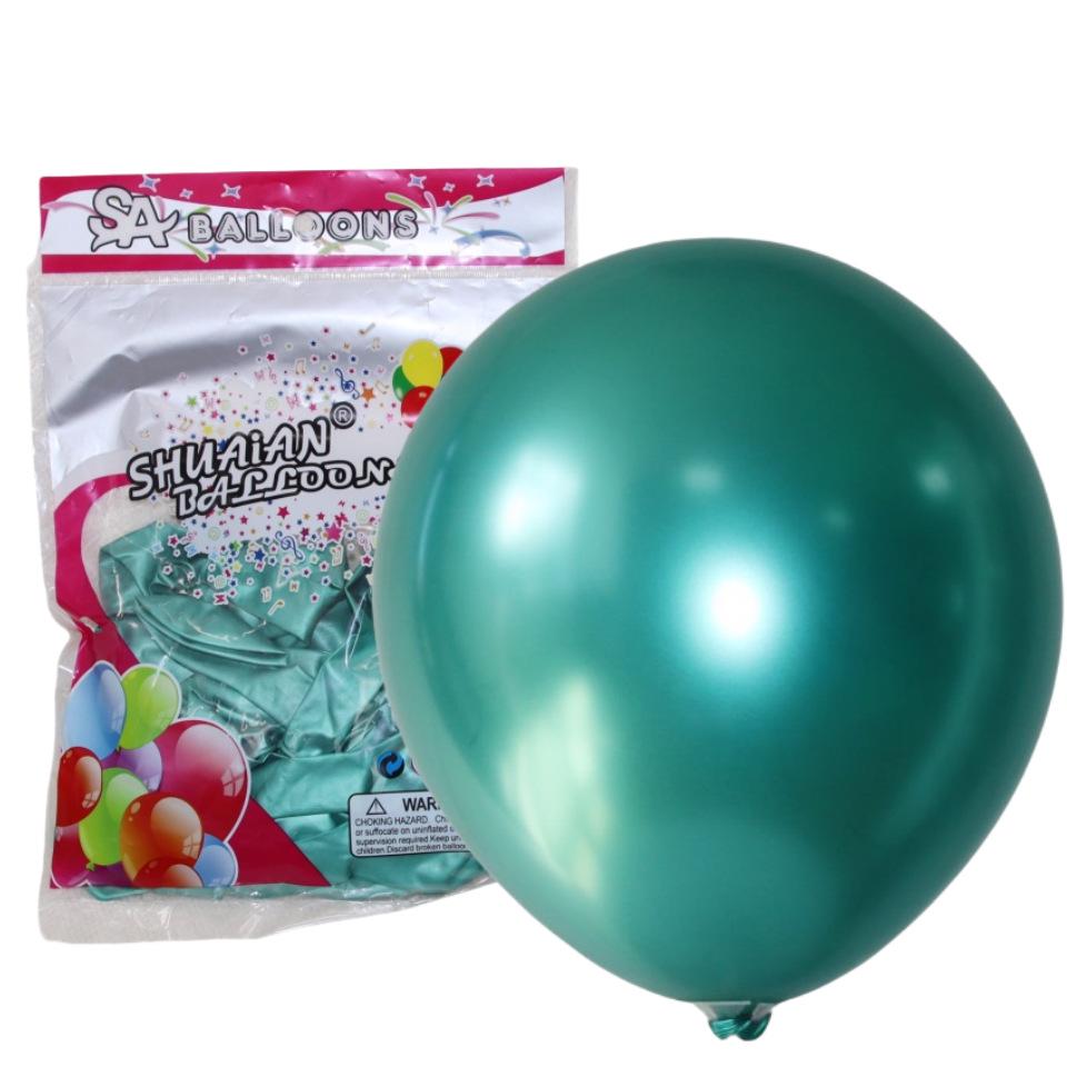 Shuai An Metallic Chrome Balloons: Gold, Silver, Blue, Green, Purple - 5", 10", 18", 36" Round Latex Party Decorations