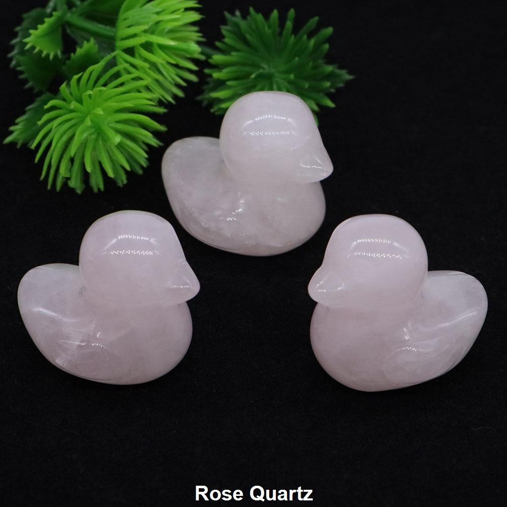 1.2" Little Duck Statue Natural Stone Reiki Healing Crystal Amethyst Tiger Eye Animal Figurine Gemstones Crafts Home Decor Gifts