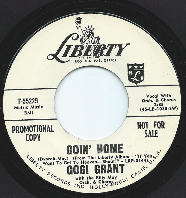 7inch Record GOGI GRANT - Goin' Home F55229PROMO Liberty Canada Pop Used