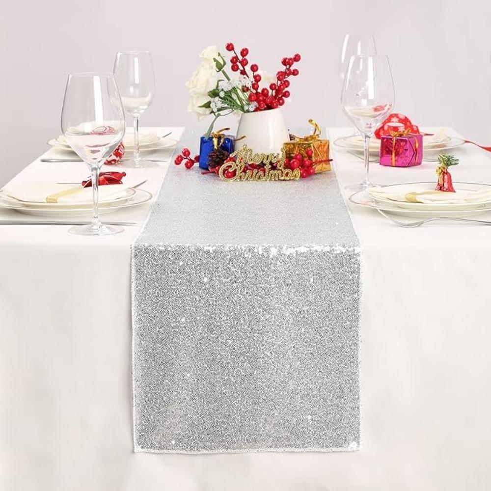 Table Runners 4 Pieces 30x180cm Glitter Dining Table Runner Sequin Table Cover Runners for Party Wedding Birthday Bridal Shower Decorations