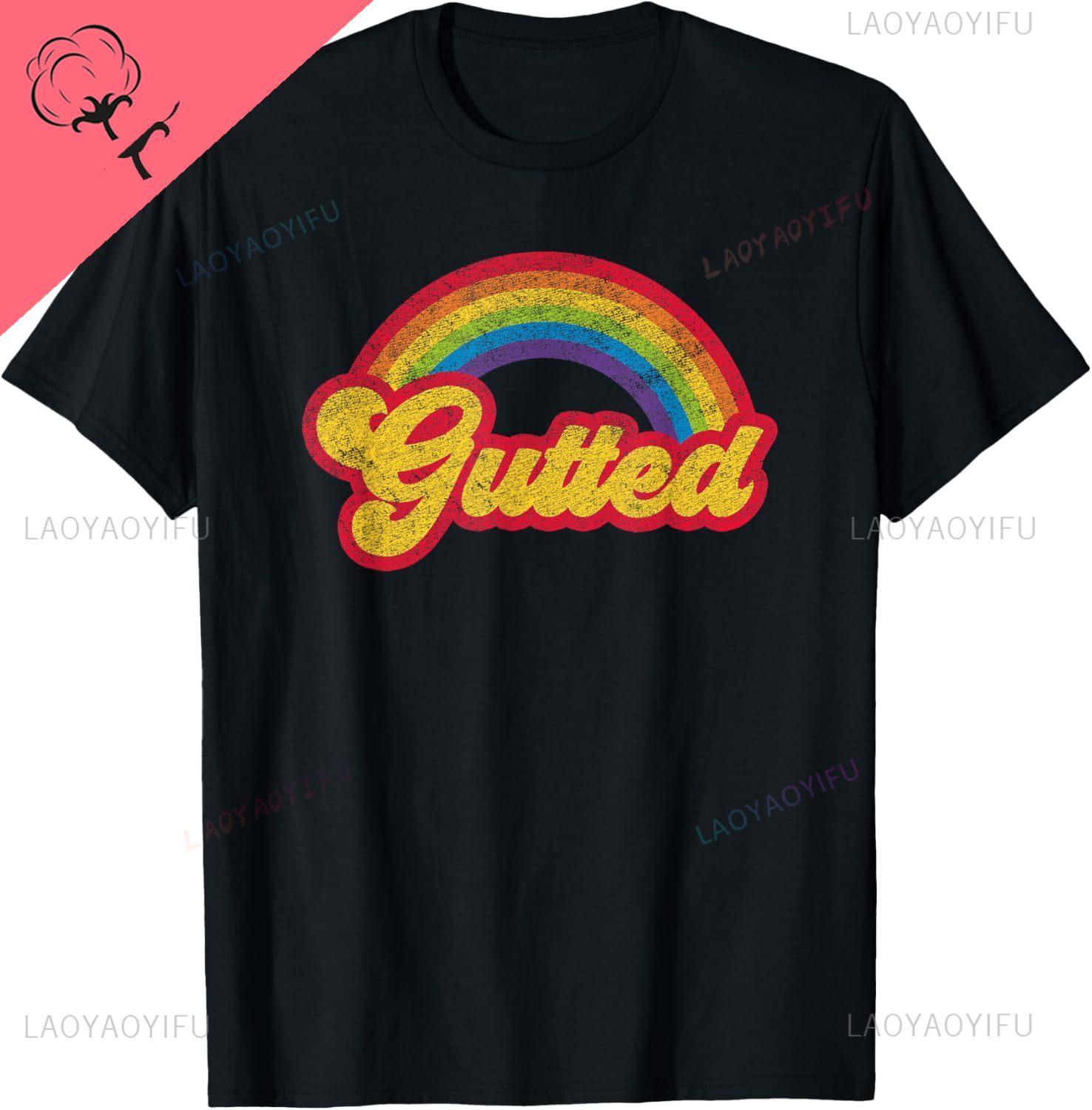 

Gutted British Slang Retro Distressed TShirt Casual Couple Y2k Unisex and Women Short Sleeves Cotton Tee S