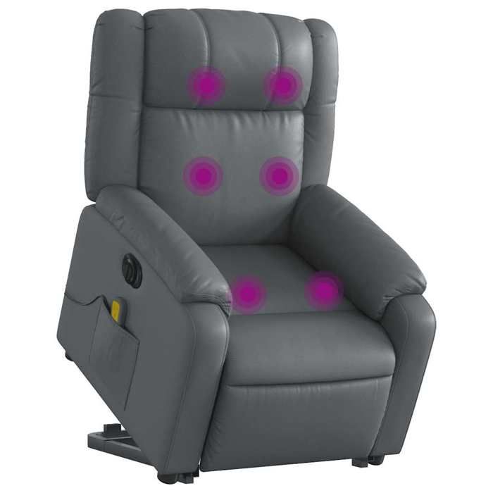 VidaXL Electric Massage Recliner Armchair Grey Faux Leather 3205174