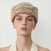 Fair Isle Pattern Stewardess Beret Hat Faux Fur Trim Teardrop Hat New Pillbox Hat  For Women