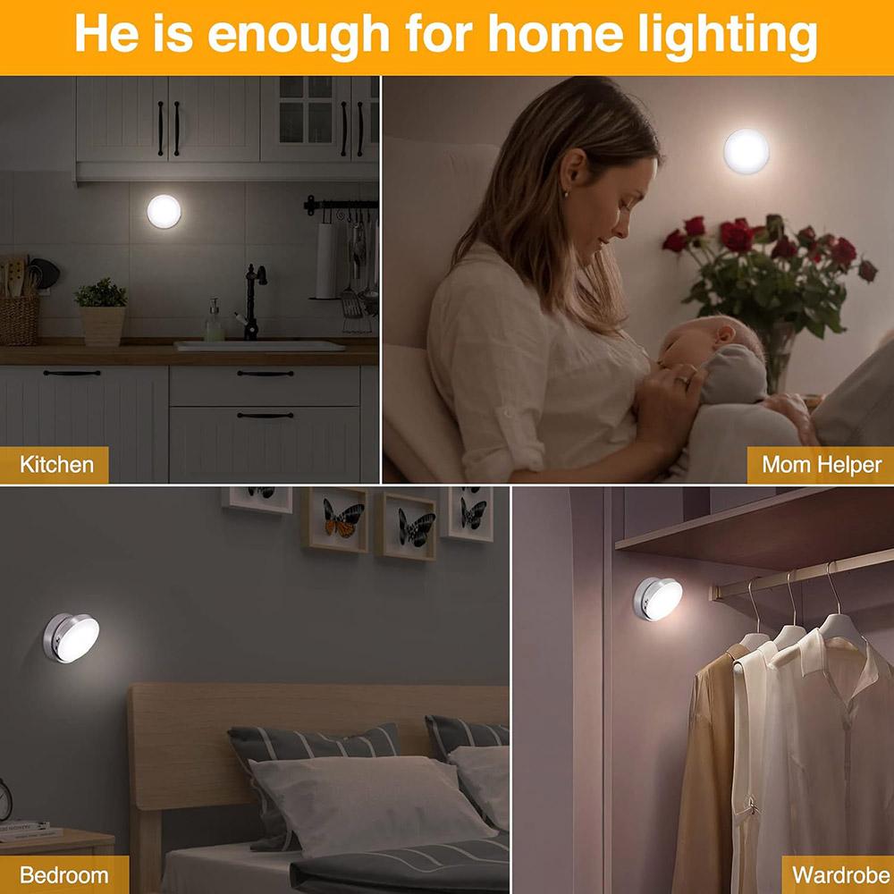 Motion Sensor Night Light, 360° Rotating LED Night Light Cabinet Light Portable Battery Night Light, Cool White