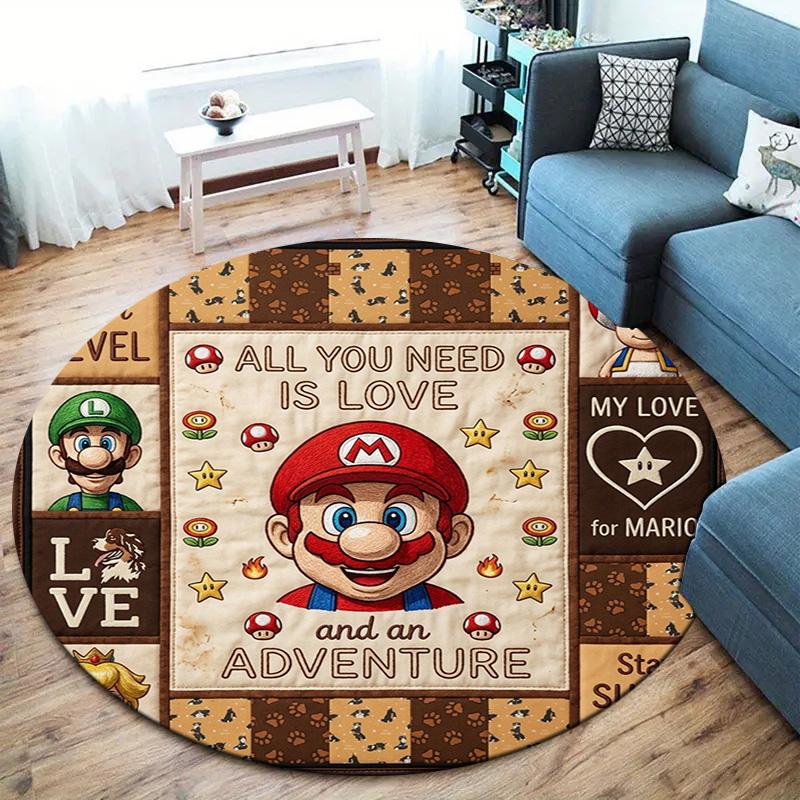 Super Mario Round Area Rug Carpet Rug For Living Room Bedroom Sofa Playroom Decor Nonslip Floor Mat