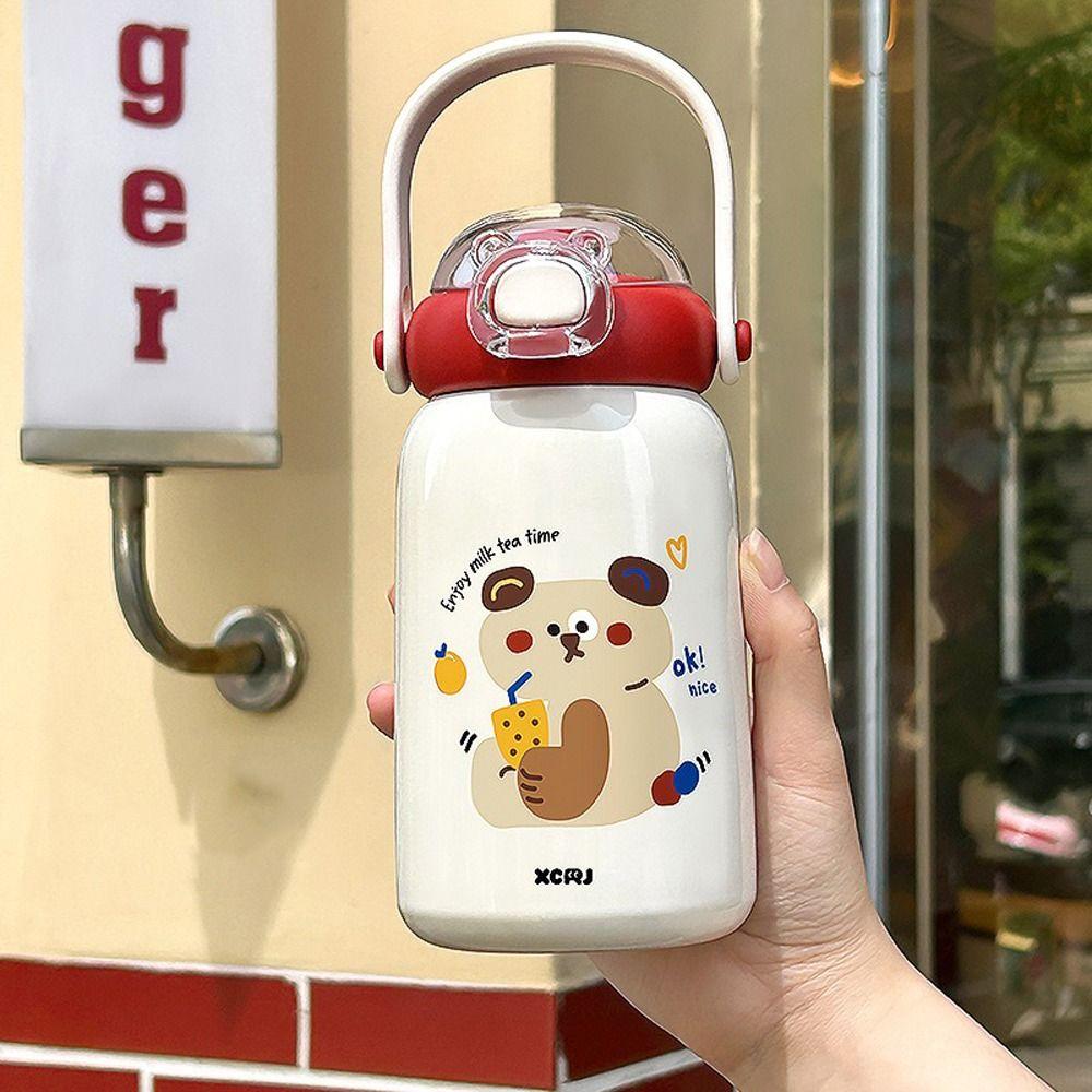 Large Capacity Vacuum Cup Cartoon Coffee Cup Cute Student Water Cup  For Girls