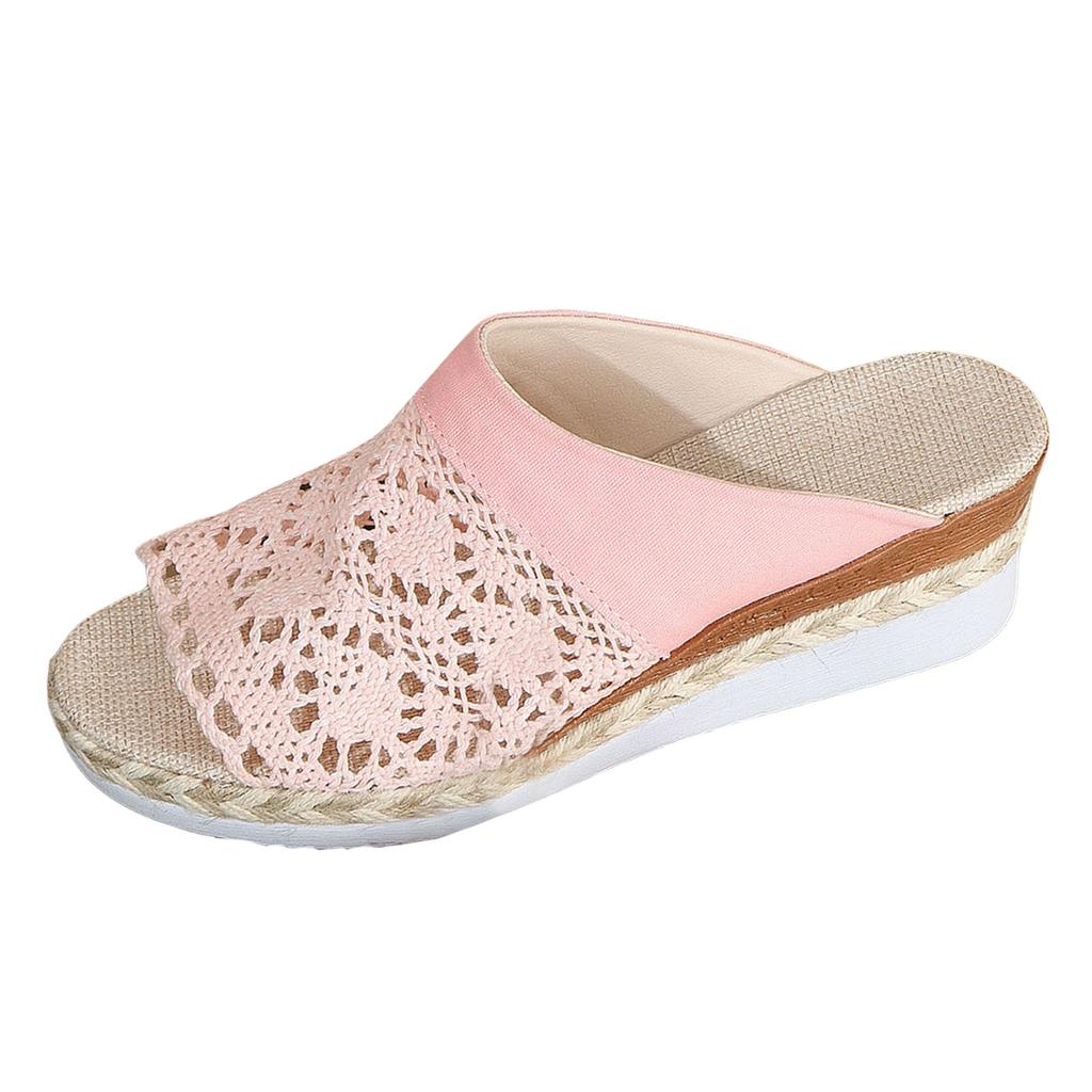 Rope Sandals With Woven Straps Platform Wedge Heel Rope Good Arch Support Sandals For Women Cute Thong Sandals Heels For Women