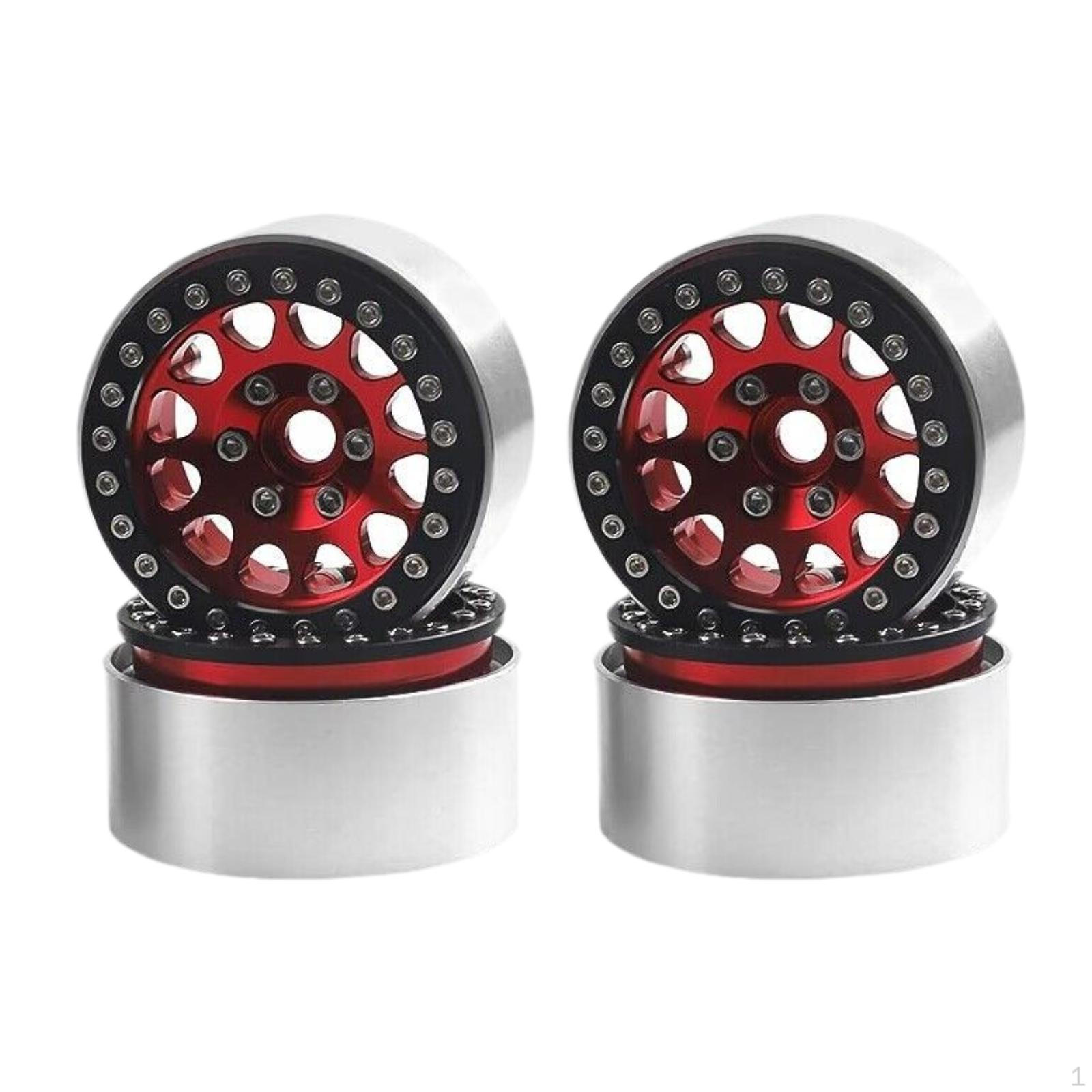 

4 Pieces RC Car Wheels and Tires 1.9 Replace Metal Wheel Rim Hub Tire for 1/10 SCX10 Vehicle червоний
