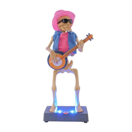 Scary Animated Skeleton Band Decoration, Lighted Halloween Skeleton Prop with Sound for Haunted House, Holiday Party Decor