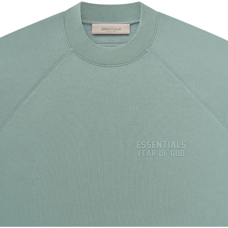 Fear of God Essentials Fleece Crewneck Sweatshirt With Letter Logo Print Unisex Tops Sycamore Mist-Blue ESSENTIAL192BT222041F