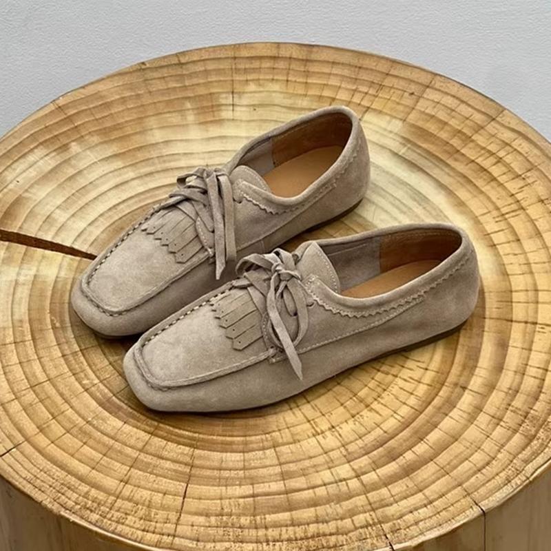 Fashion AIYUQI 2025 Women's Loafers Cow Suede Square Toe Flat Shoes For Women Large Size Shallow Mouth Soft Sole Female Moccasins