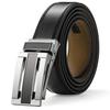 Nelbons Men's Leather Ratchet Belt with Slide Buckle, 3.0cm (1 18 Inch) Width, Trimmed To Fit, A-Black
