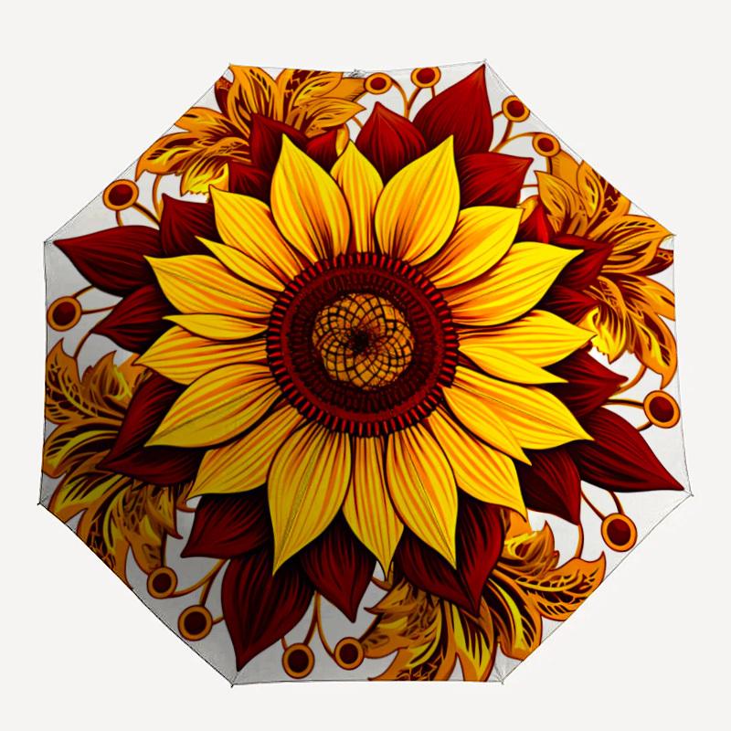 

1PC Sunflower Mandala Automatic Open/close, All-Season Portable Folding Umbrella for Women & Men yy250919206