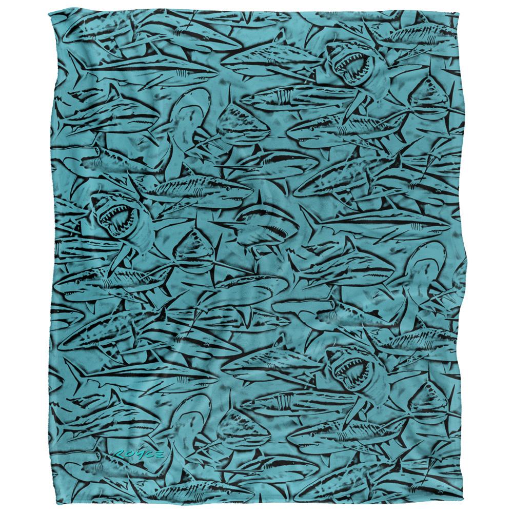 Royce McClure Silky Great White Shark Woodcut Supersoft Blanket