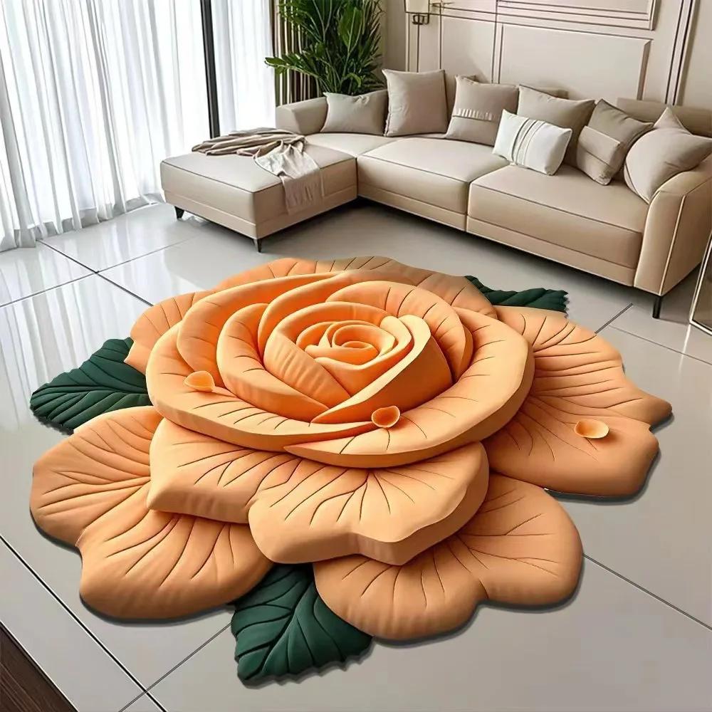 Washable Special-shaped Flower Carpet Soft Absorbent Bathroom Floor Mat Non-slip Creative Blanket for Living Room Bedroom