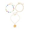 SHIXIN 3 Piezas Tobillera Exquisita Boho con Colgante de Flor de Zirconia para Mujer Moderna Cadena de Pie Multicapa Color Dorado Joyería de Playa Regalo
