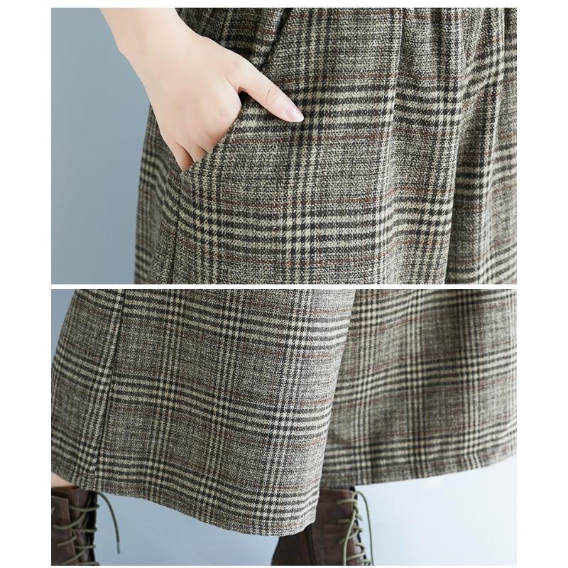 YYFS Dámská móda Ležérní kostkovaný potisk Kalhoty s vysokým pasem Kalhoty a Capri