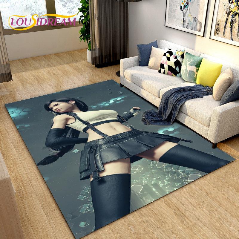 Final Fantasy 3D Printed Game Gamer Area Rug,Carpet Rug for Living Room Bedroom Sofa Doormat Decoration, Kids Non-slip Floor Mat