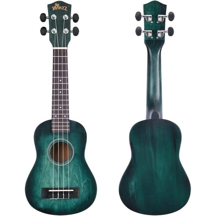 Sopran-Ukulele - winzz - 21 Zoll - dunkelcyan - Zubehör inklusive - für Anfänger und Profis