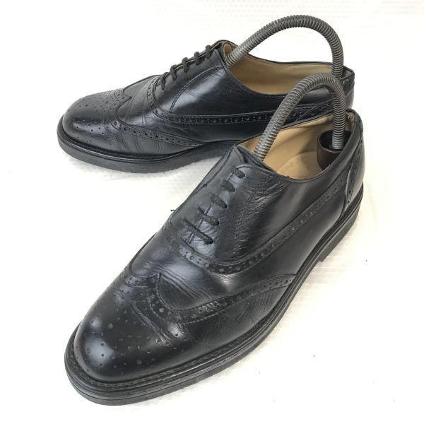 Vintage/LANCEL POLO CUP/Leather Full Brogue Wingtip Shoes/24.5/Black/BLACK/Closed Lacing Business Dress Shoes(USED)