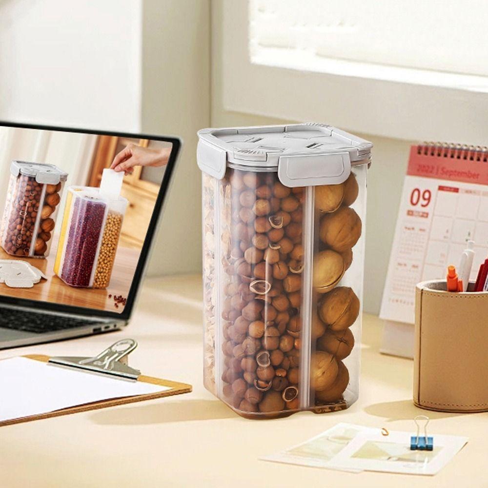 Square Grain Storage Box Plastic Food Storage Box Practical Divided Storage Containers Fridge